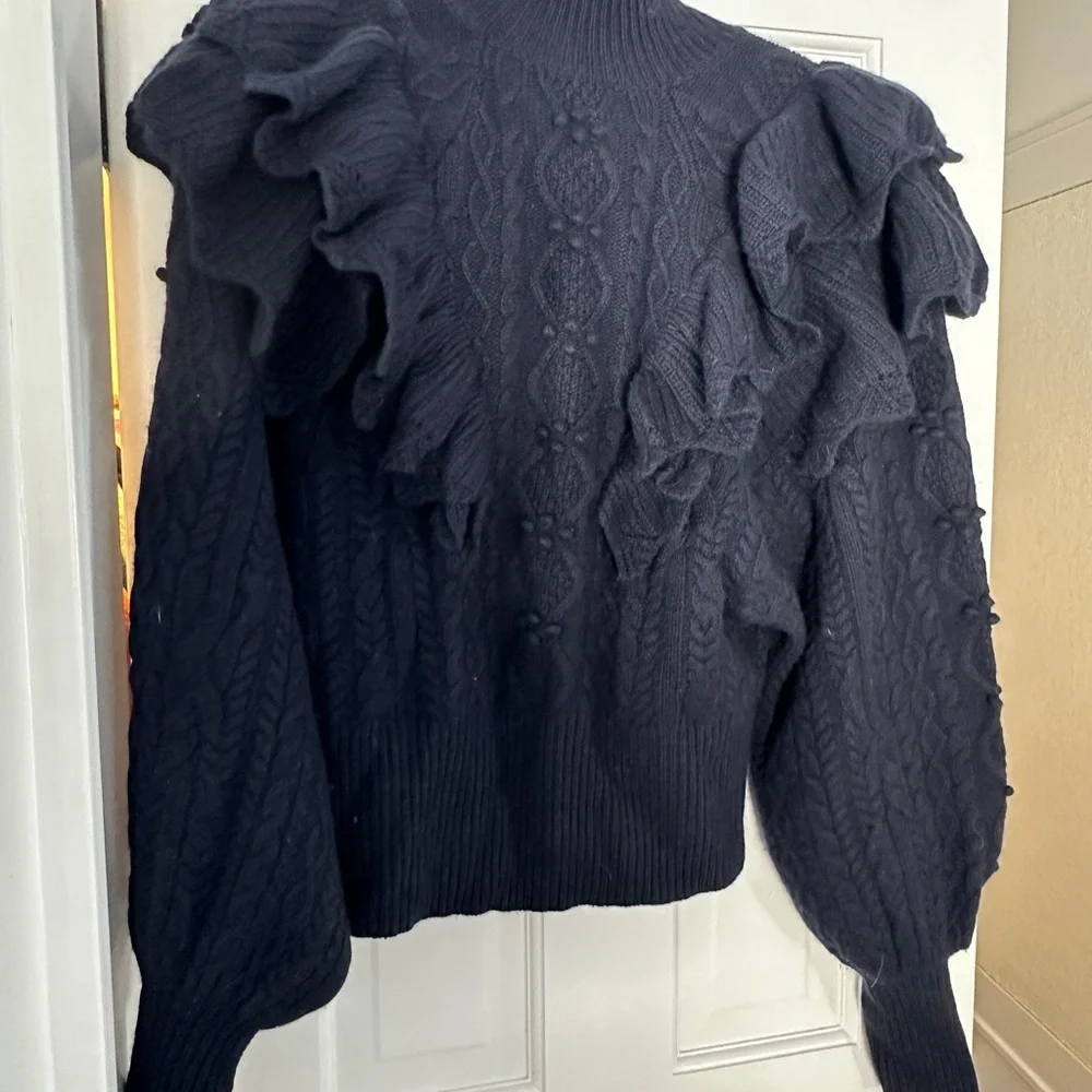 Autumn Cashmere Victorian Cable Knit Ruffled Sweatee - Picture 3 of 16